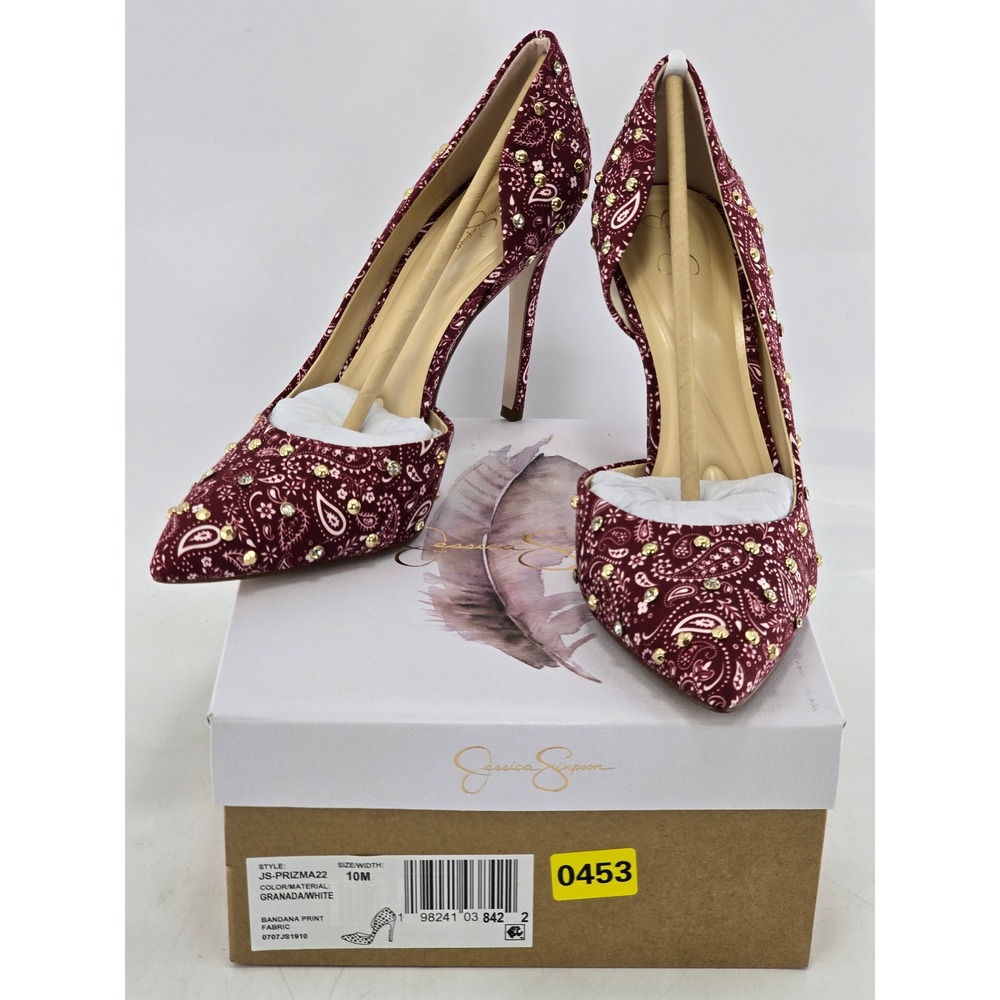 Jessica Simpson Prizma D'Orsay Pumps Womens 10 Granada White Bandana Print - NEW
